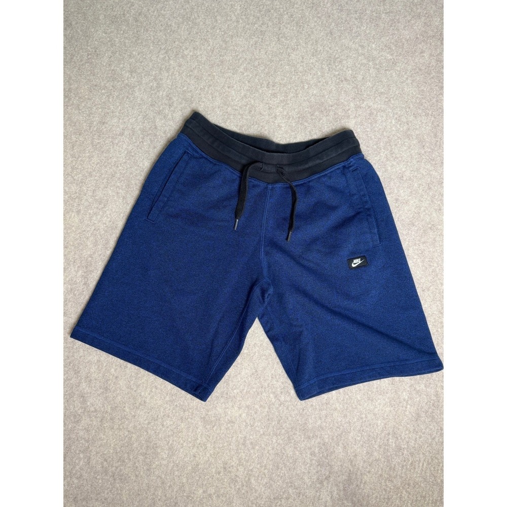 Nike Mens Fleece Athletic Shorts Size S Obsidian Blue Heather Black Waistband